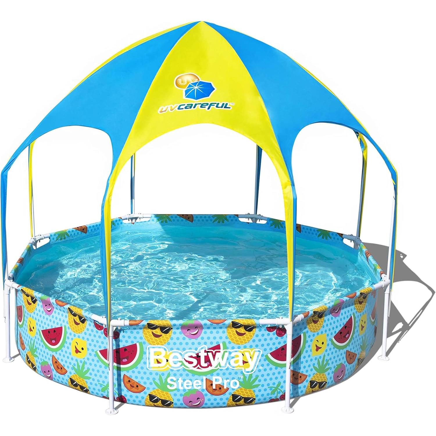 Bestway - Piscina desmontable Splash - In - Shade tubular infantil 244 x 51 cm con parasol - BricoandPool