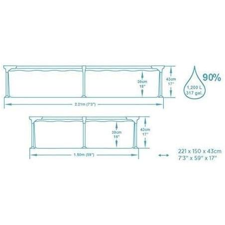Bestway – Piscina desmontable Splash Jr. Frame (221 × 150 × 43 cm) - BricoandPool