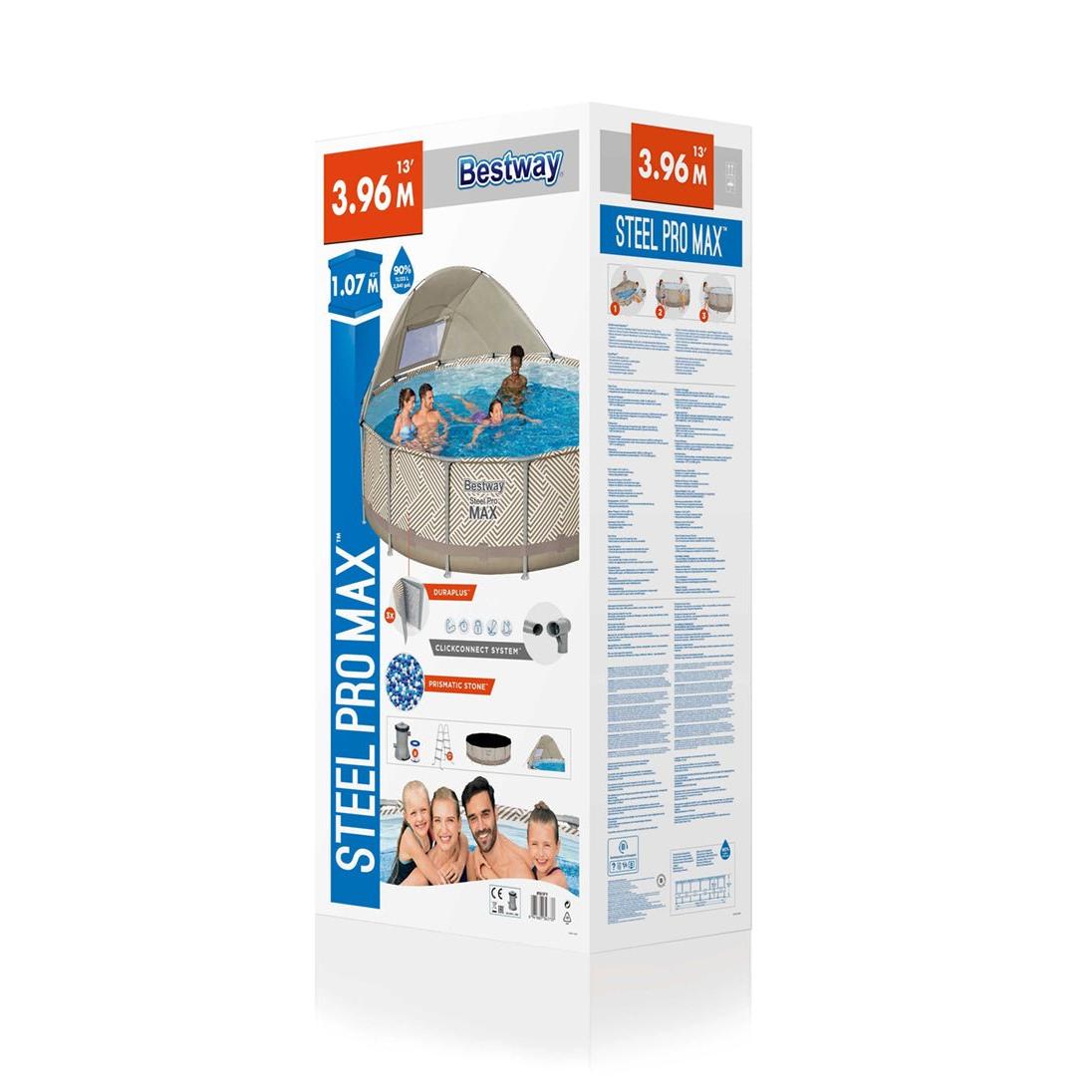 Bestway – Piscina desmontable Steel Pro MAX con dosel con filtro - BricoandPool
