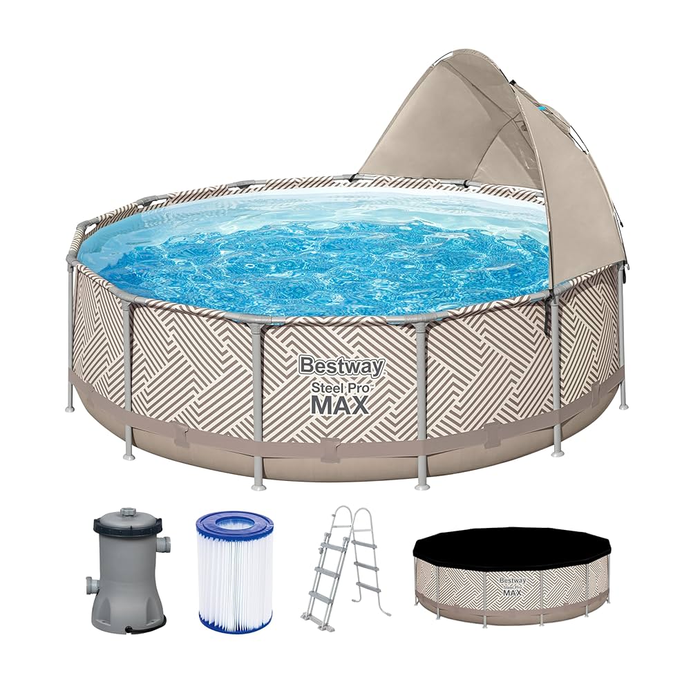 Bestway – Piscina desmontable Steel Pro MAX con dosel con filtro - BricoandPool