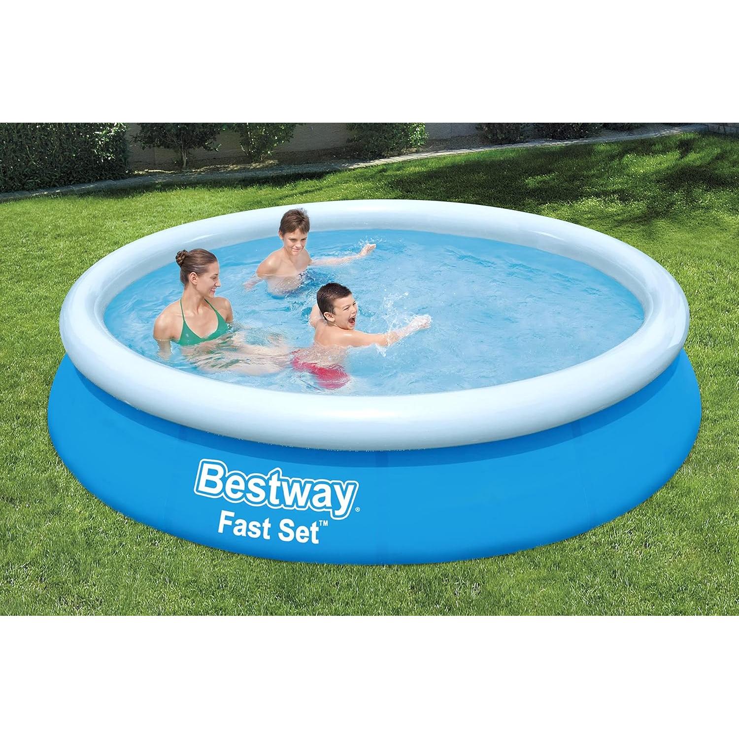 Bestway - Piscina hinchable Fast Set 366 x 76 cm redonda azul - BricoandPool