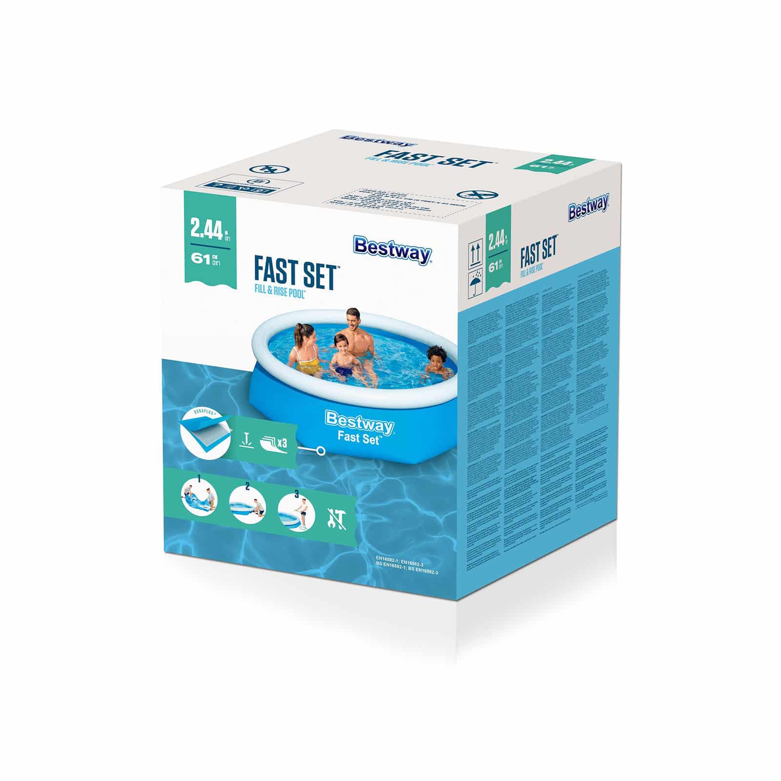 Bestway – Piscina hinchable Fast Set con depuradora (244 × 61 cm) - BricoandPool