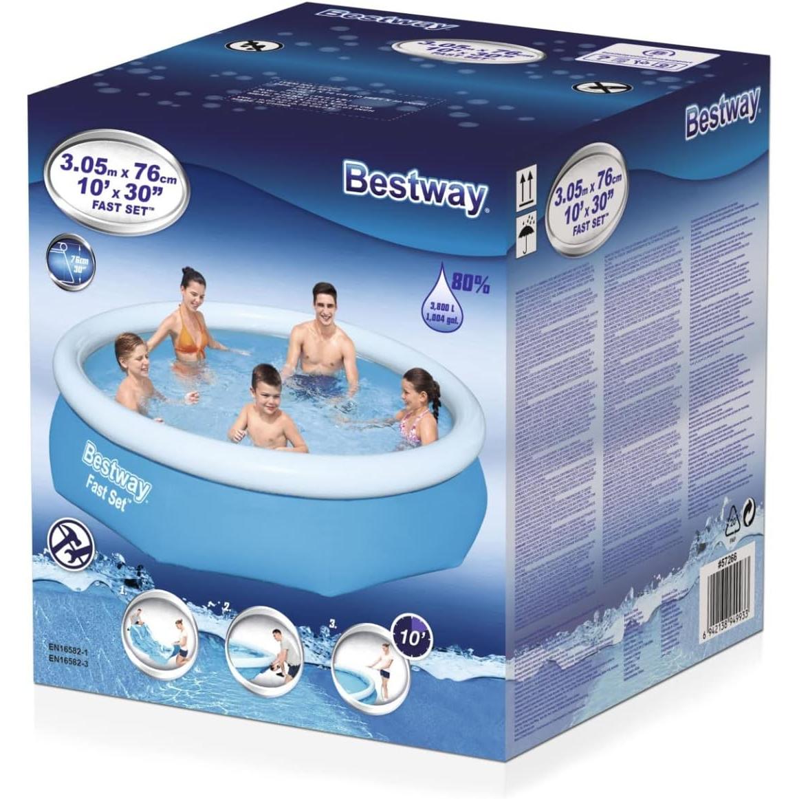 Bestway – Piscina hinchable Fast Set con depuradora (305 × 76 cm) - BricoandPool