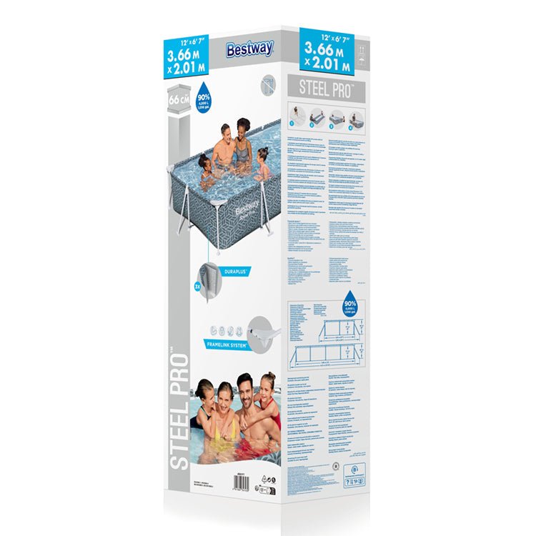 Bestway - Piscina rectangular Steel Pro 561FT con bomba de filtrado - BricoandPool