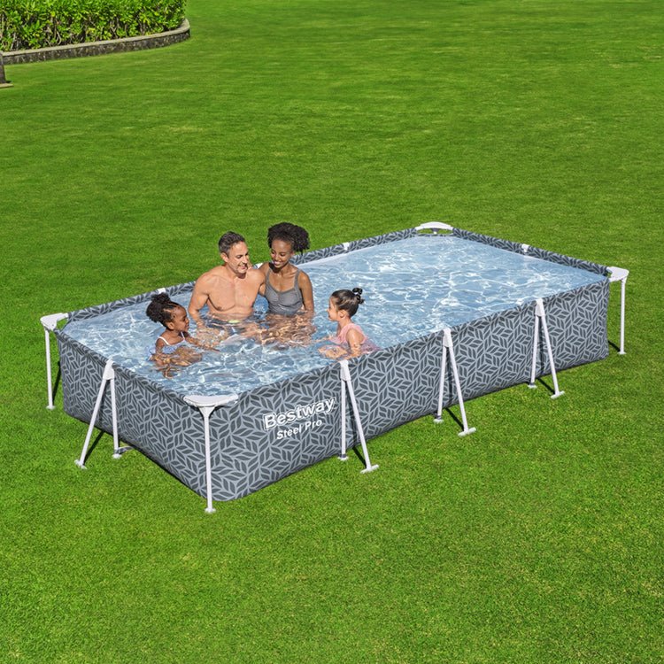 Bestway - Piscina rectangular Steel Pro 561FT con bomba de filtrado - BricoandPool
