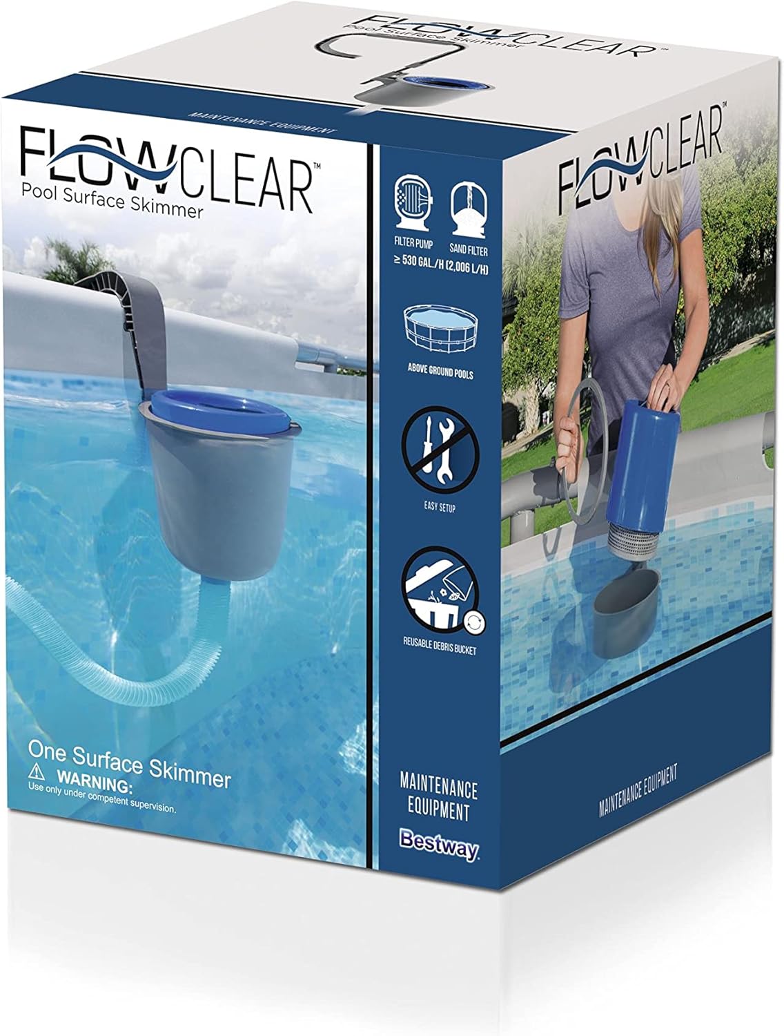 Bestway - Skimmer Flowclear de montaje en pared para piscinas elevadas gris - BricoandPool
