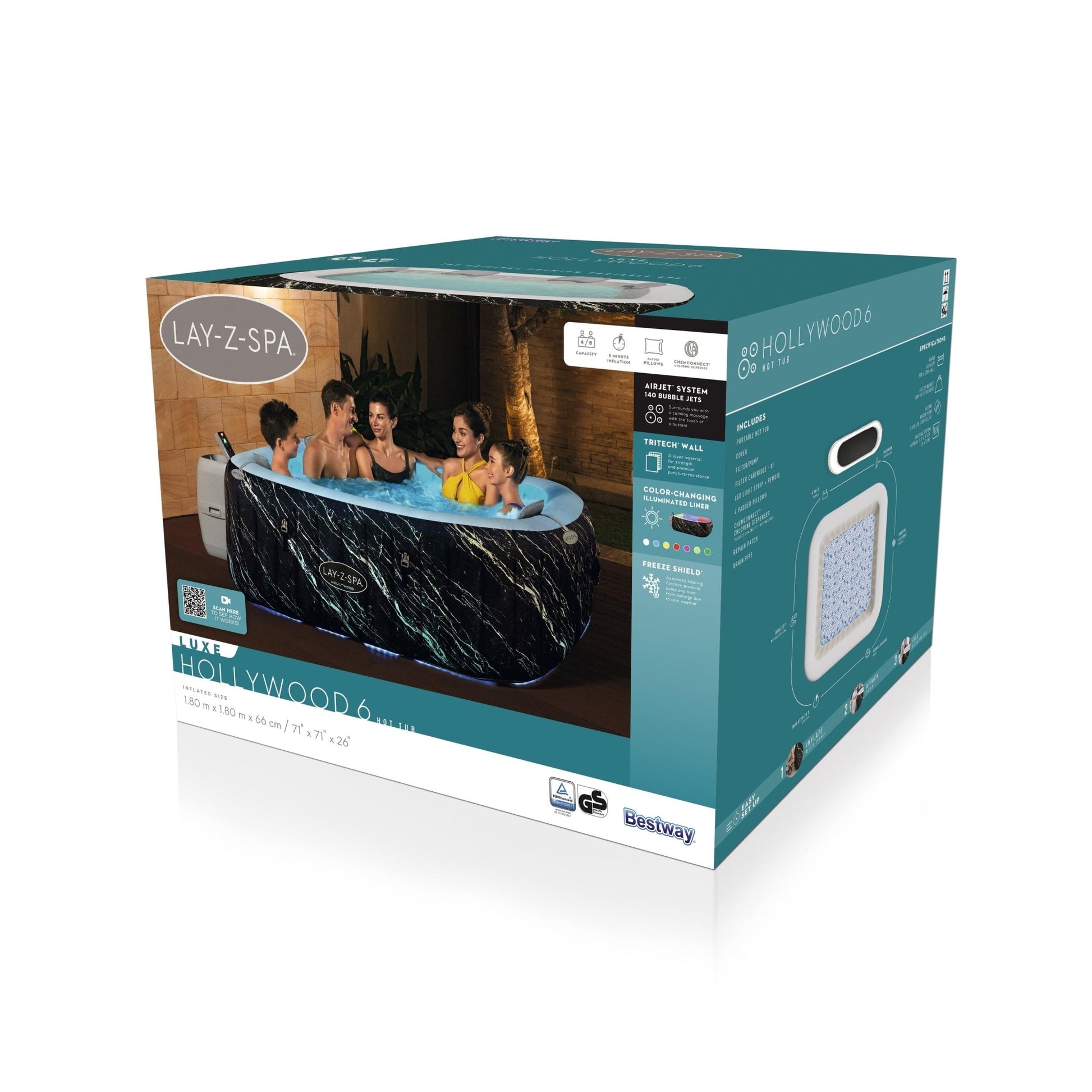 Bestway - Spa hinchable Lay - Z - Spa Hollywood AirJet 6 personas - BricoandPool