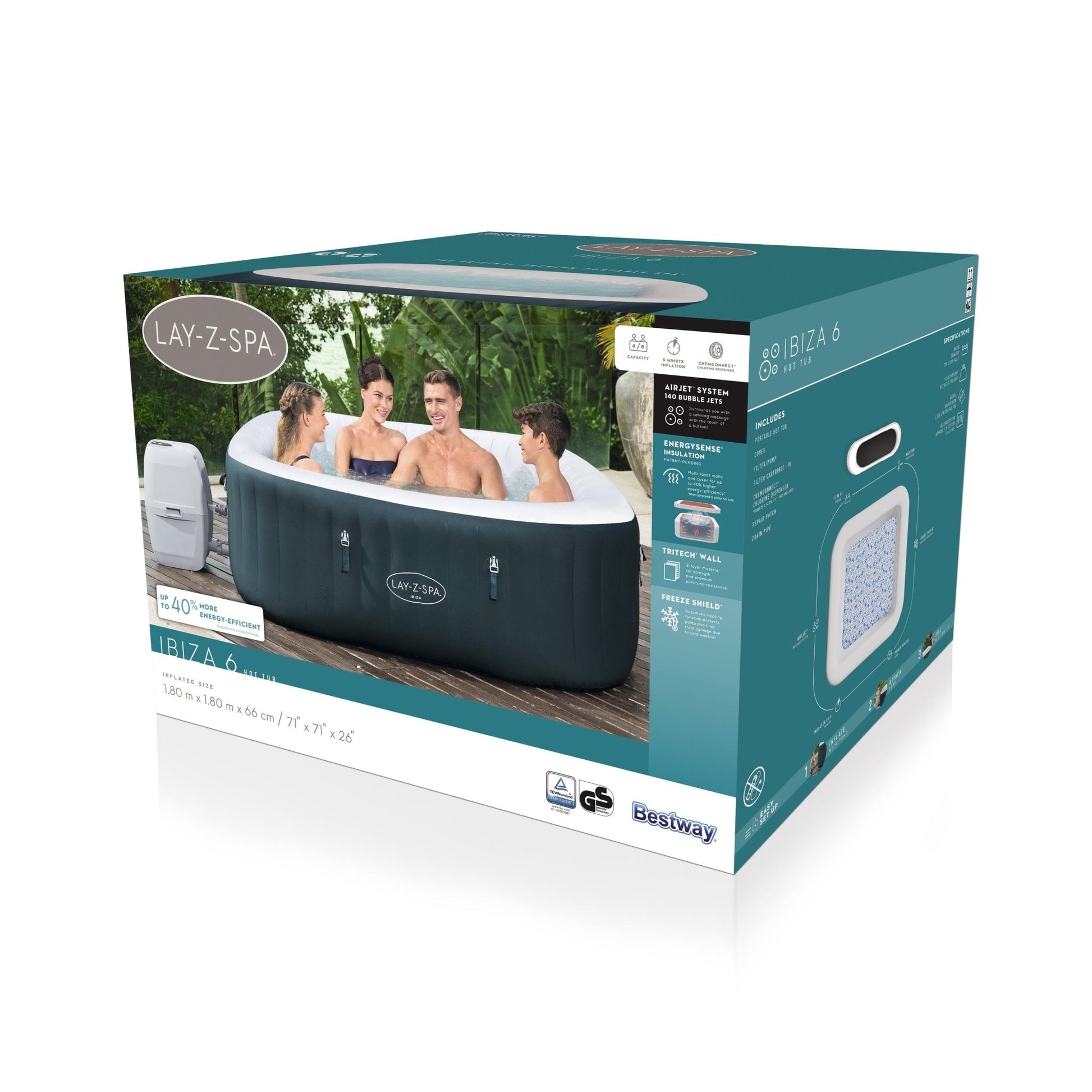 Bestway - Spa hinchable Lay - Z - Spa Ibiza AirJet 4 - 6 personas - BricoandPool