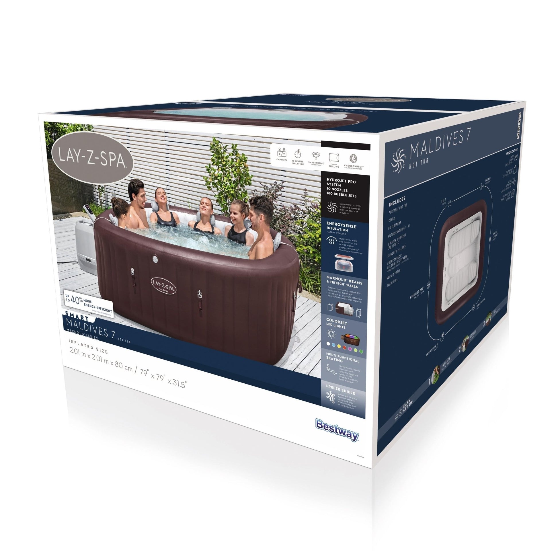 Bestway - Spa hinchable Lay - Z - Spa Maldivas HydroJet Pro 6001U 5 - 7 personas - BricoandPool