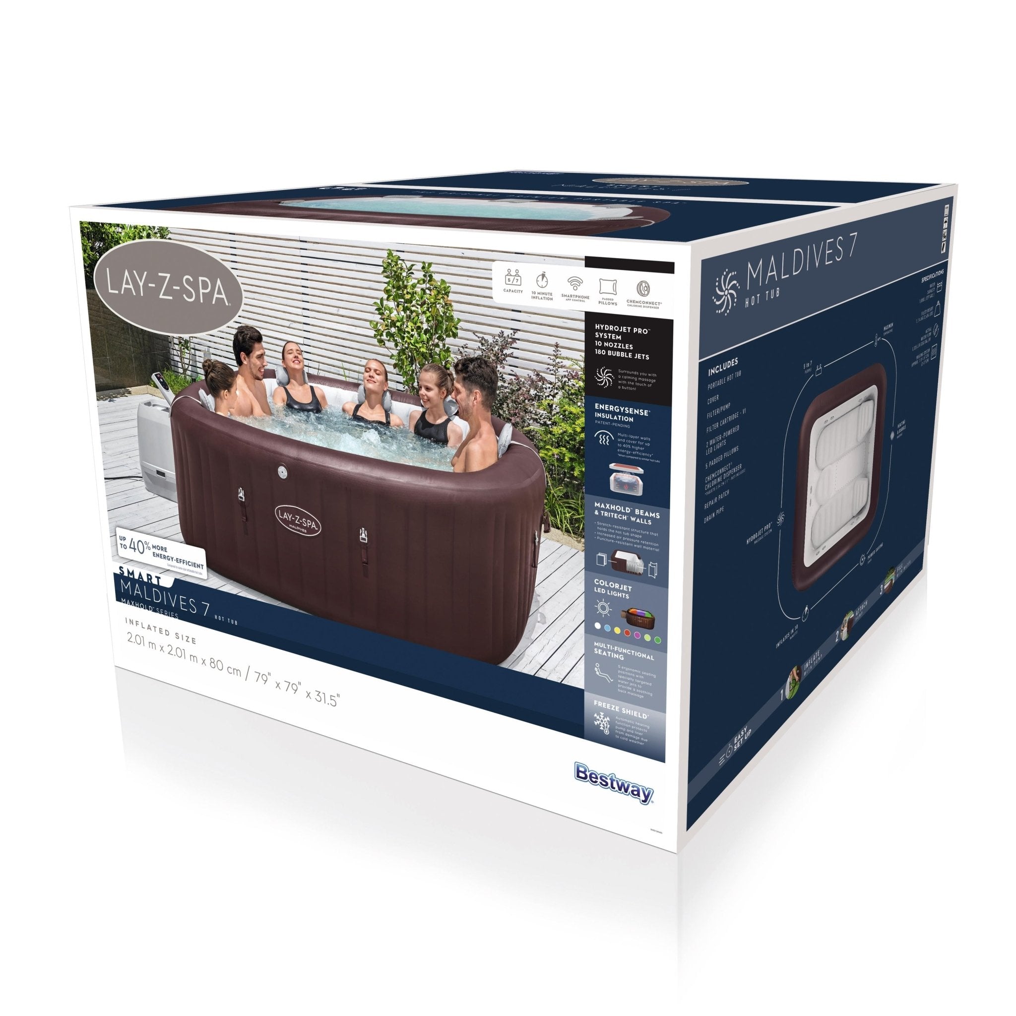 Bestway - Spa hinchable Lay - Z - Spa Maldivas HydroJet Pro 6001U 5 - 7 personas - BricoandPool
