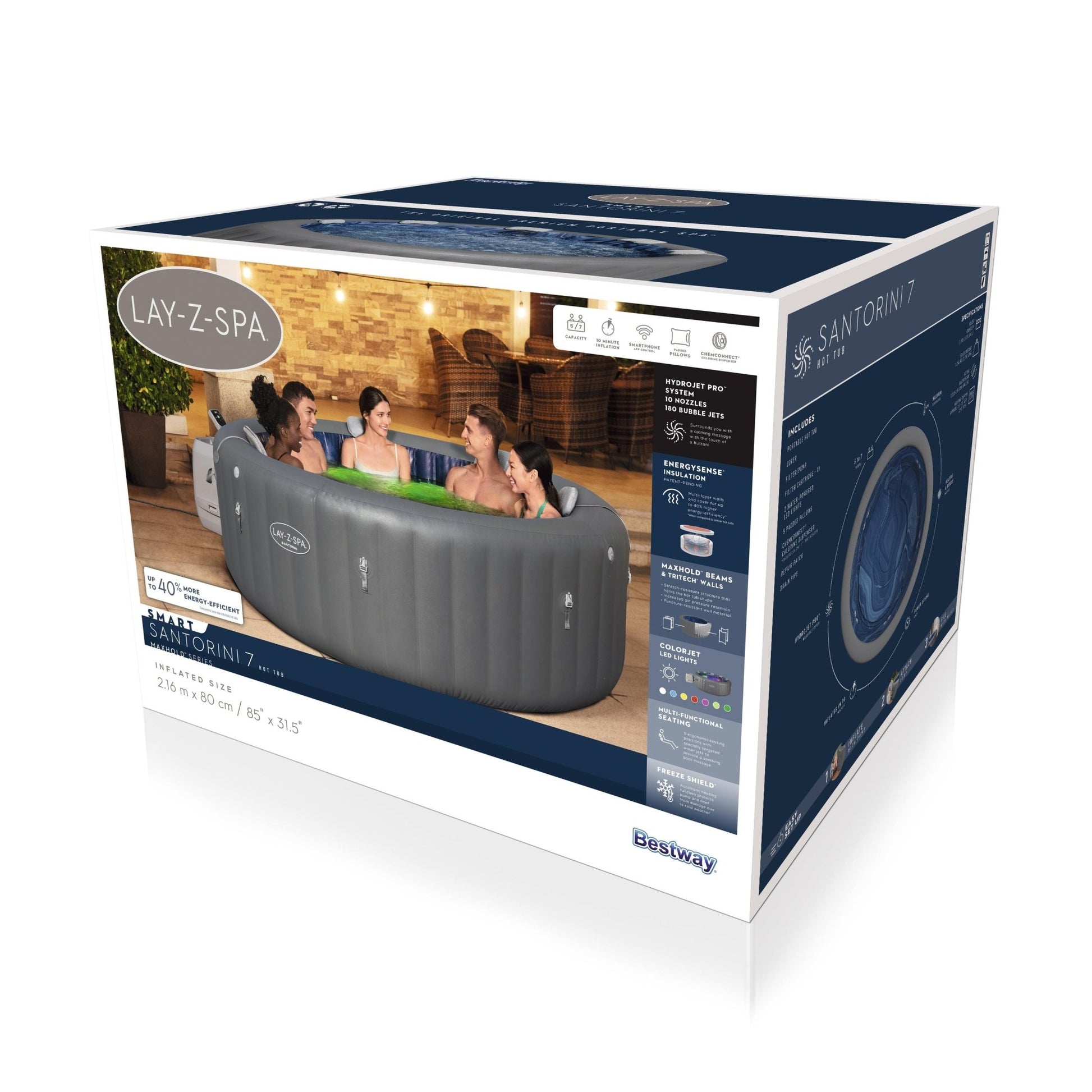 Bestway - Spa hinchable Lay - Z - Spa Santorini Smart AirJet 5 - 7 personas - BricoandPool