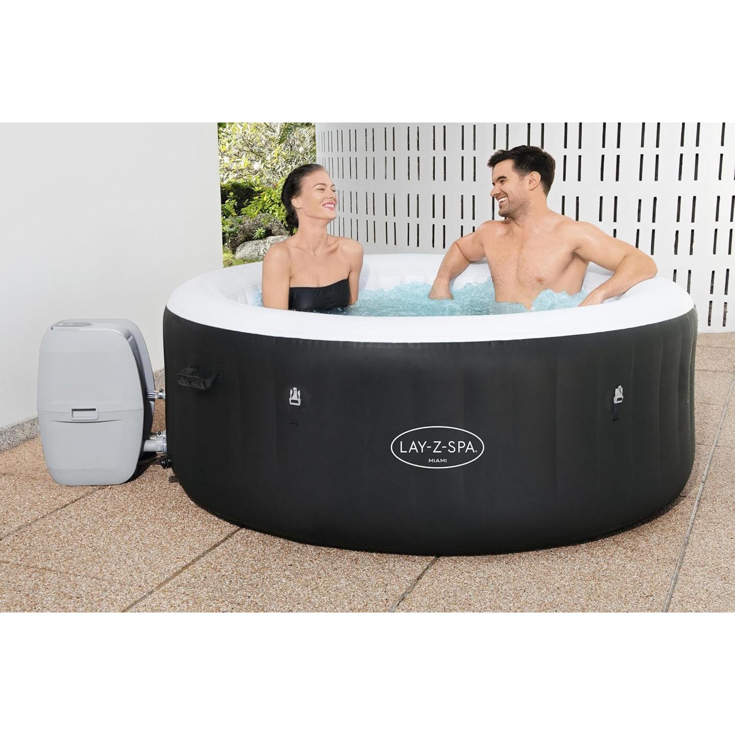 Bestway - Spa hinchable redondo Miami AirJet 4 plazas negro - BricoandPool