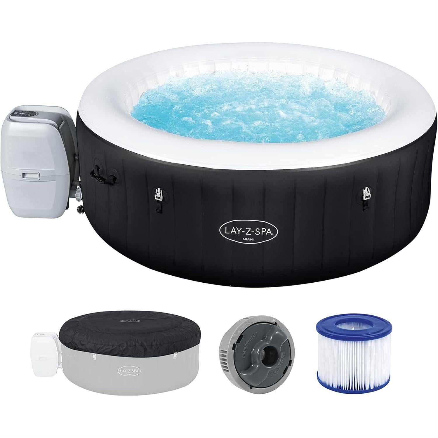 Bestway - Spa hinchable redondo Miami AirJet 4 plazas negro - BricoandPool