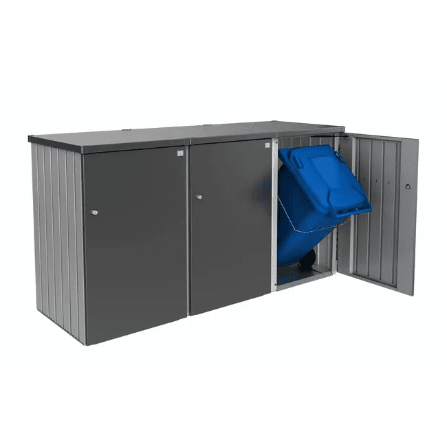 Biohort – Alex contenedor doble de cubos de basura modular con ruedas en color Gris cuarzo metálico - BricoandPool