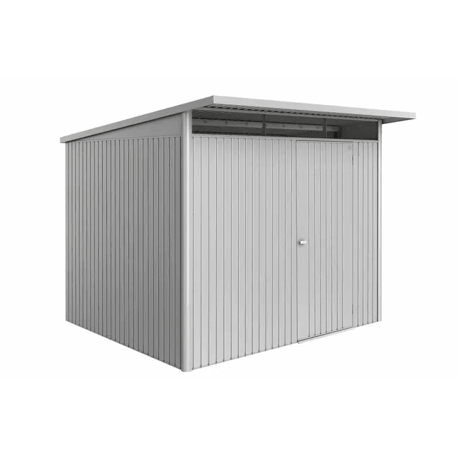 Biohort – AvantGarde Eco Caseta metálica de jardín con techo en atril en color Plata metálica - BricoandPool