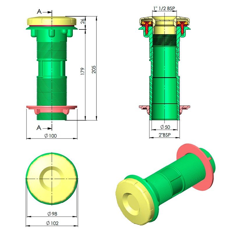 Boquilla de aspiración para piscina de paneles AstralPool - BricoandPool