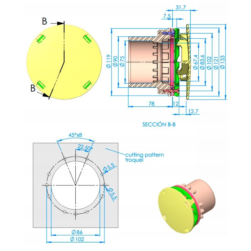 Boquilla de aspiración para rebosadero con liner AstralPool - BricoandPool