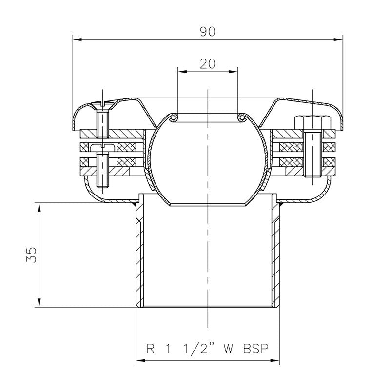 Boquilla de impulsión inox Ø 20 mm pasamuros piscina liner con adaptador AstralPool - BricoandPool