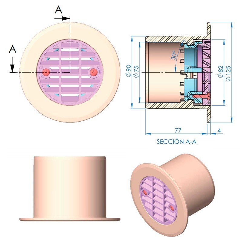 Boquilla impulsión/aspiración gran caudal piscina hormigón AstralPool - BricoandPool