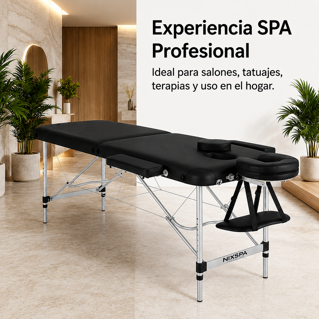 Lettino da massaggio pieghevole a 2 zone con altezza regolabile, poggiatesta ergonomico e design portatile 60 cm