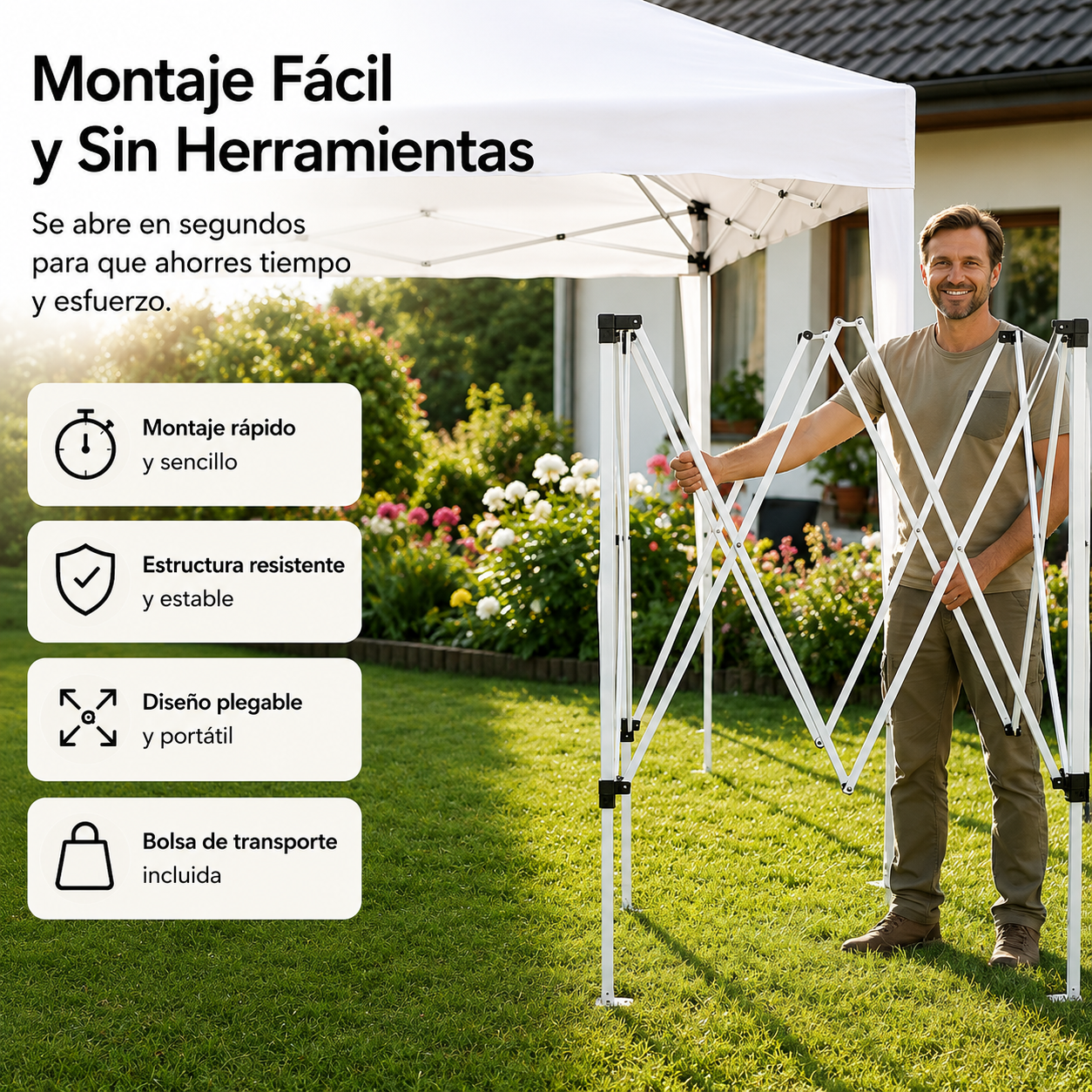 tente pliable 3x3 Tente pliante 3x3 m imperméable avec structure renforcée, sac de trans – BricoandPool