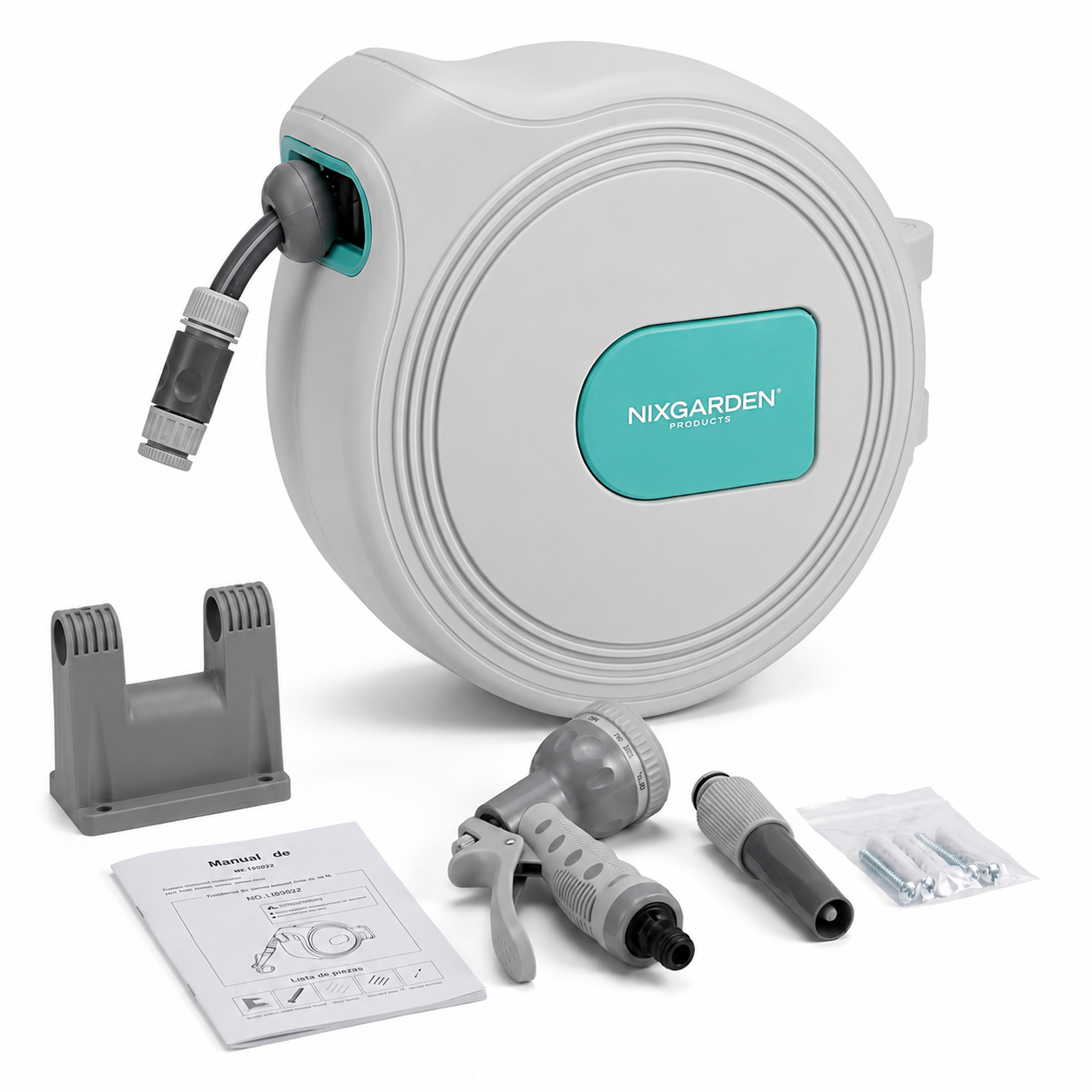 Avvolgitubo automatico da 30 m con supporto da parete