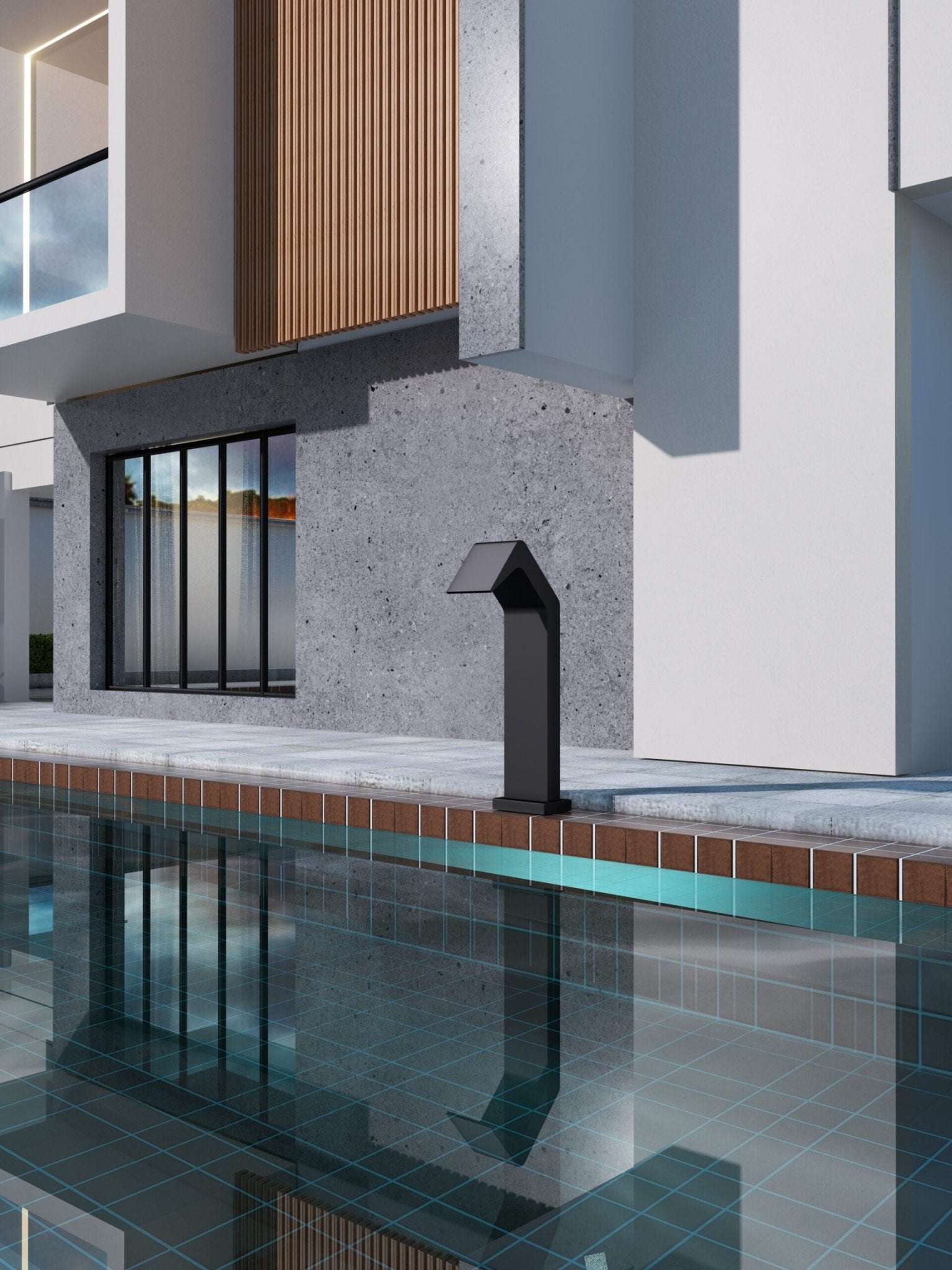 Cascada de agua para piscina 15cm NIÁGARA Negro mate - BricoandPool