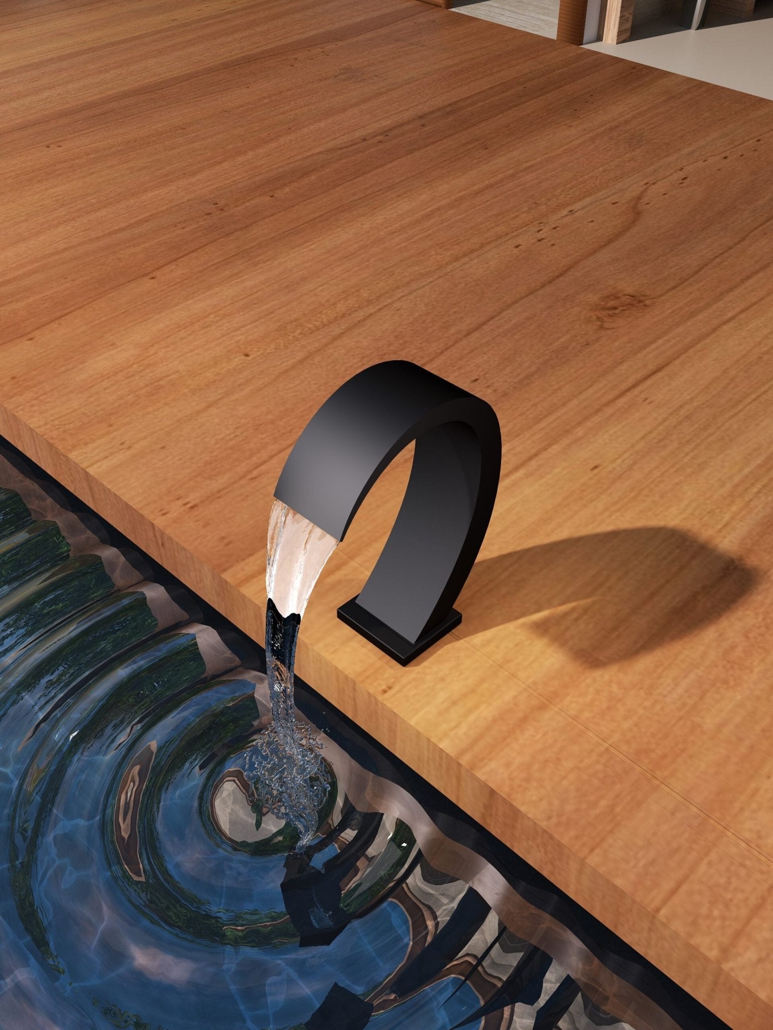 Cascada de agua para piscina 20cm IGUAZÚ Negro Mate - BricoandPool