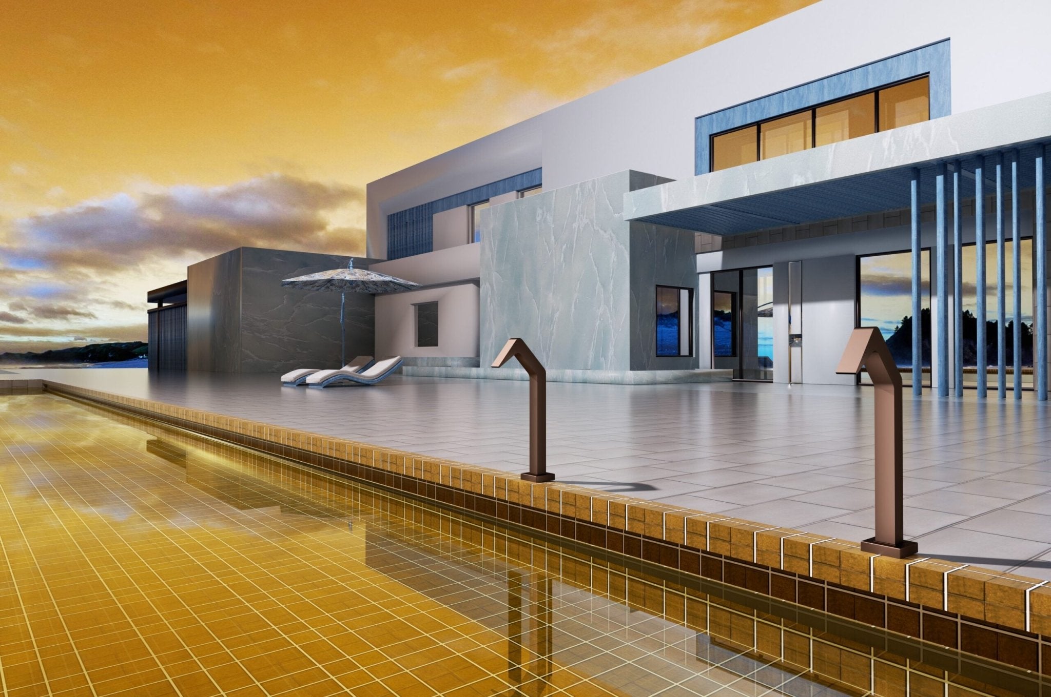 Cascada de agua para piscina 6cm NIÁGARA Azul Oceano - BricoandPool