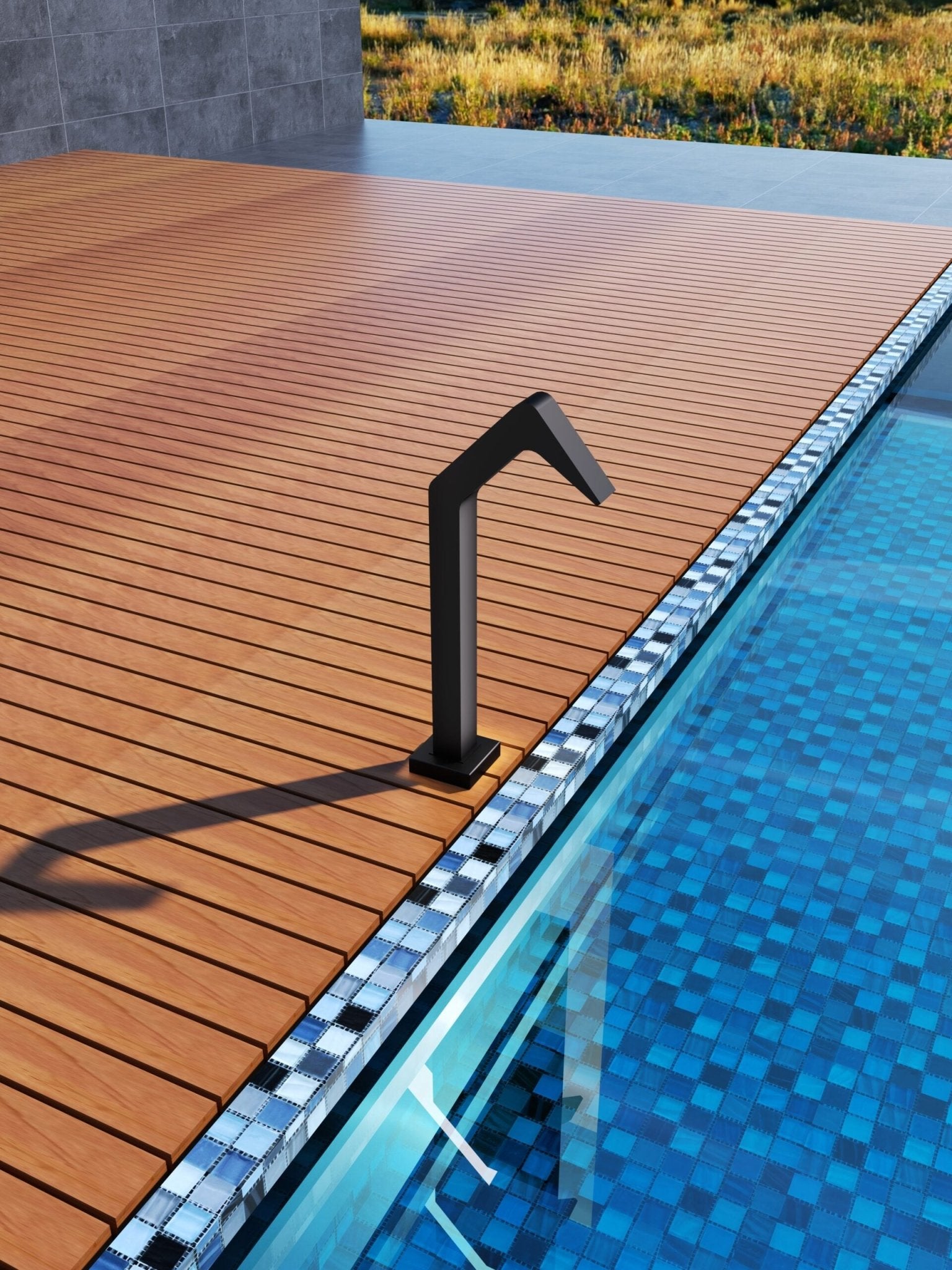 Cascada de agua para piscina 6cm NIÁGARA Negro mate - BricoandPool