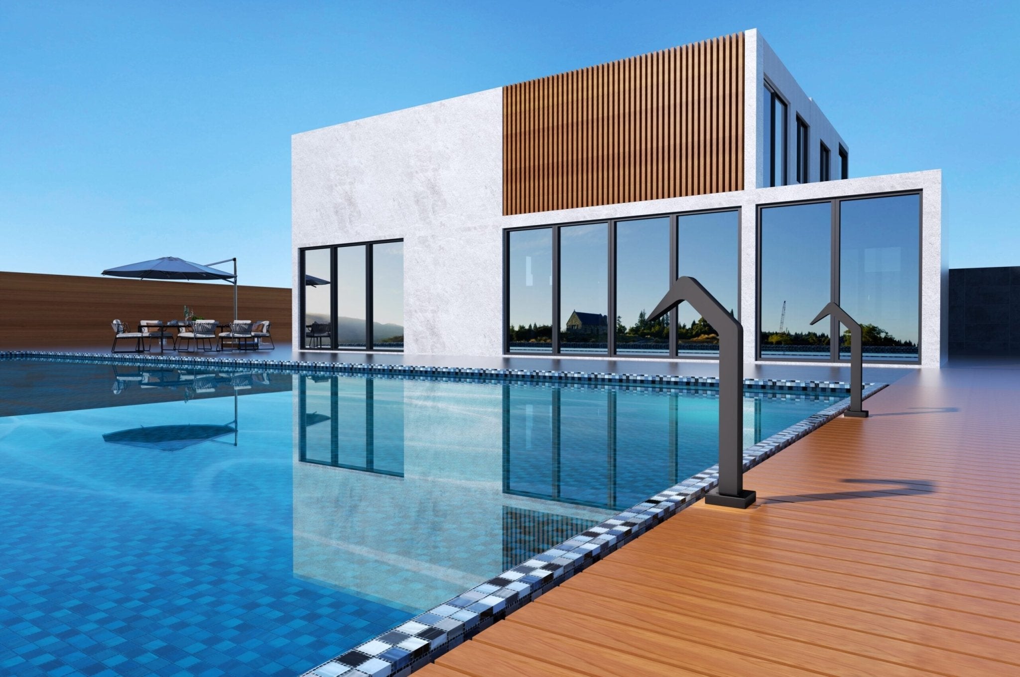 Cascada de agua para piscina 6cm NIÁGARA Negro mate - BricoandPool