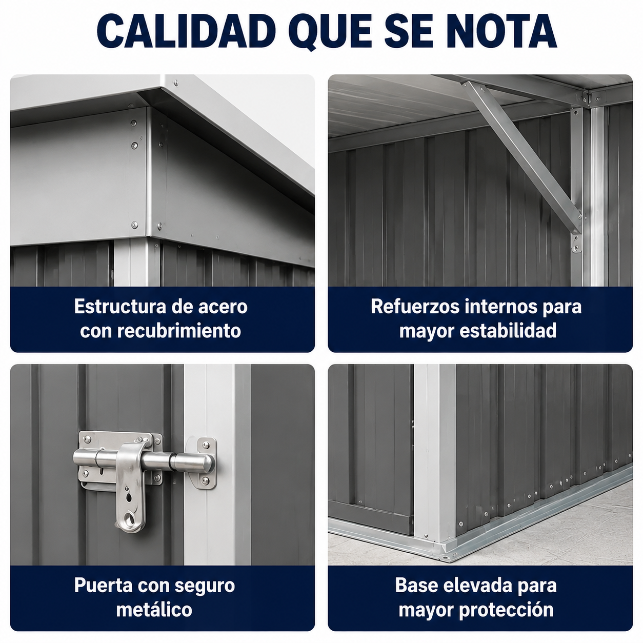 Caseta Metálica de Jardín 158x82,8x185 cm Puerta Exterior