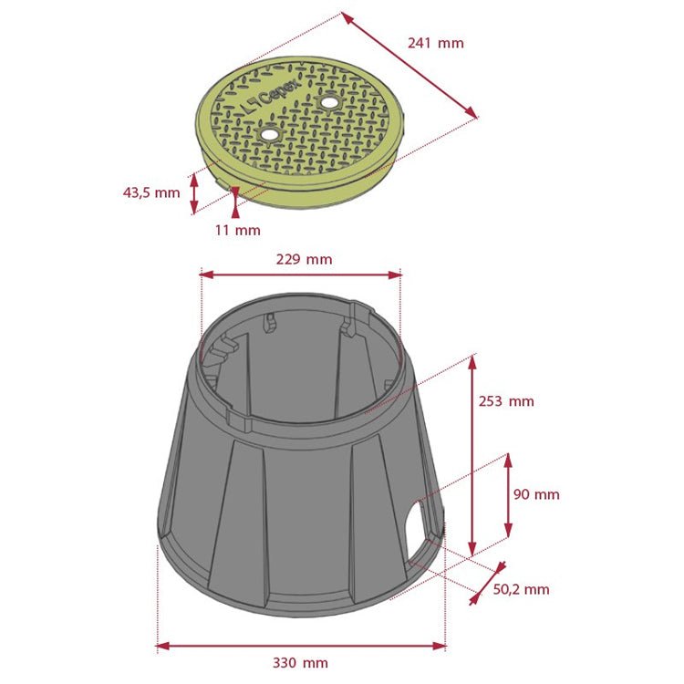 Cepe - Arqueta circular 9" con tapa de cierre a bayoneta - BricoandPool