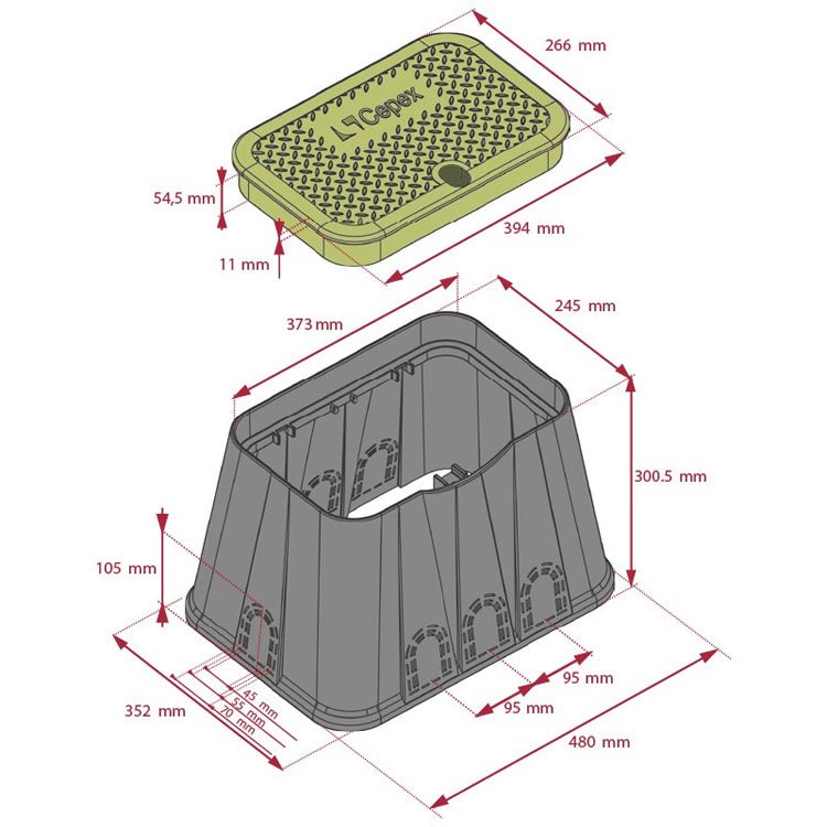 Cepex - Arqueta rectangular Standard con tornillo - BricoandPool