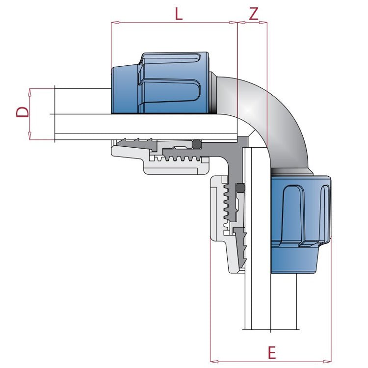 Cepex - Codo polietileno igual 90° - BricoandPool