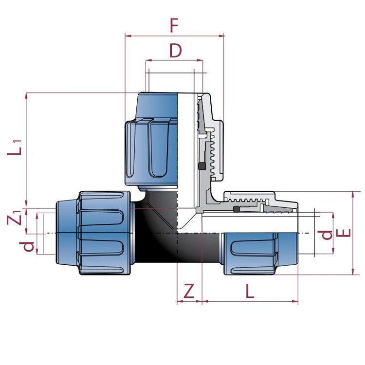 Cepex - Te polietileno ampliada (dos bocas reducidas) - BricoandPool