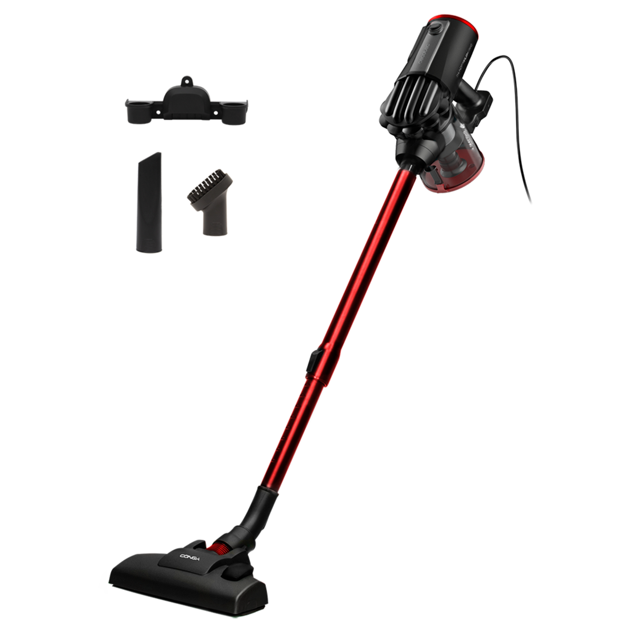 Cecotec Aspirador Vertical ThunderBrush Rojo con Accesorios y Cepillo Flexible para Alfombras y Suelos Duros