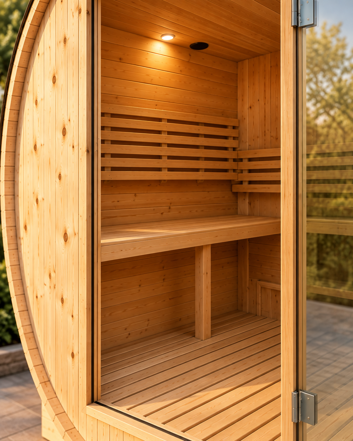 Sauna Barril Exterior Jardín 3-4 Personas - detalle
