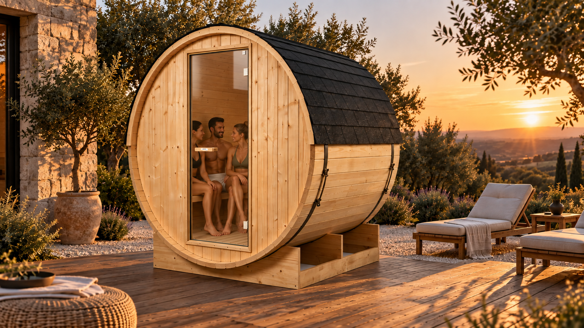 Sauna Barril Exterior Jardín 3-4 Personas - ambiente