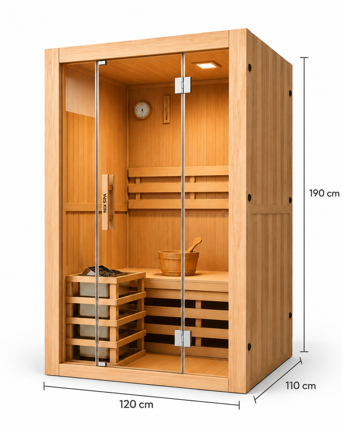 Sauna Finlandesa para casa 2 Personas - medidas