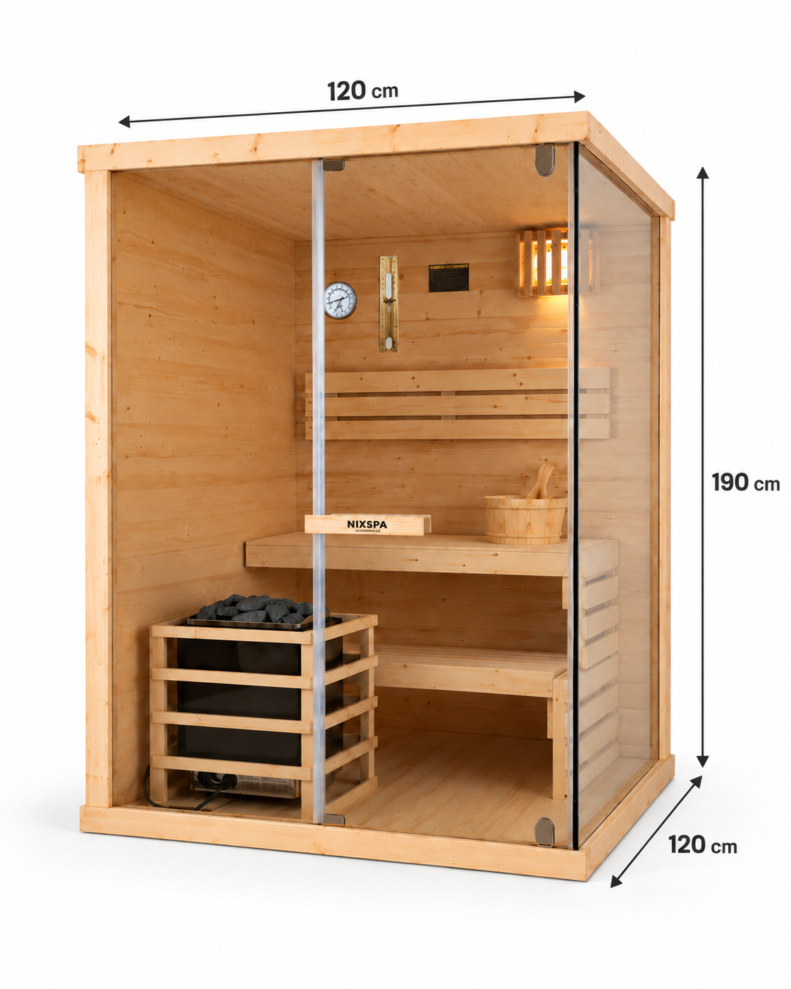 Sauna Finlandesa para Casa 2 Personas - medidas