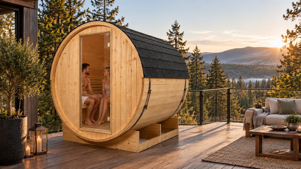 Sauna Barril Exterior Jardín 3-4 Personas - ambiente