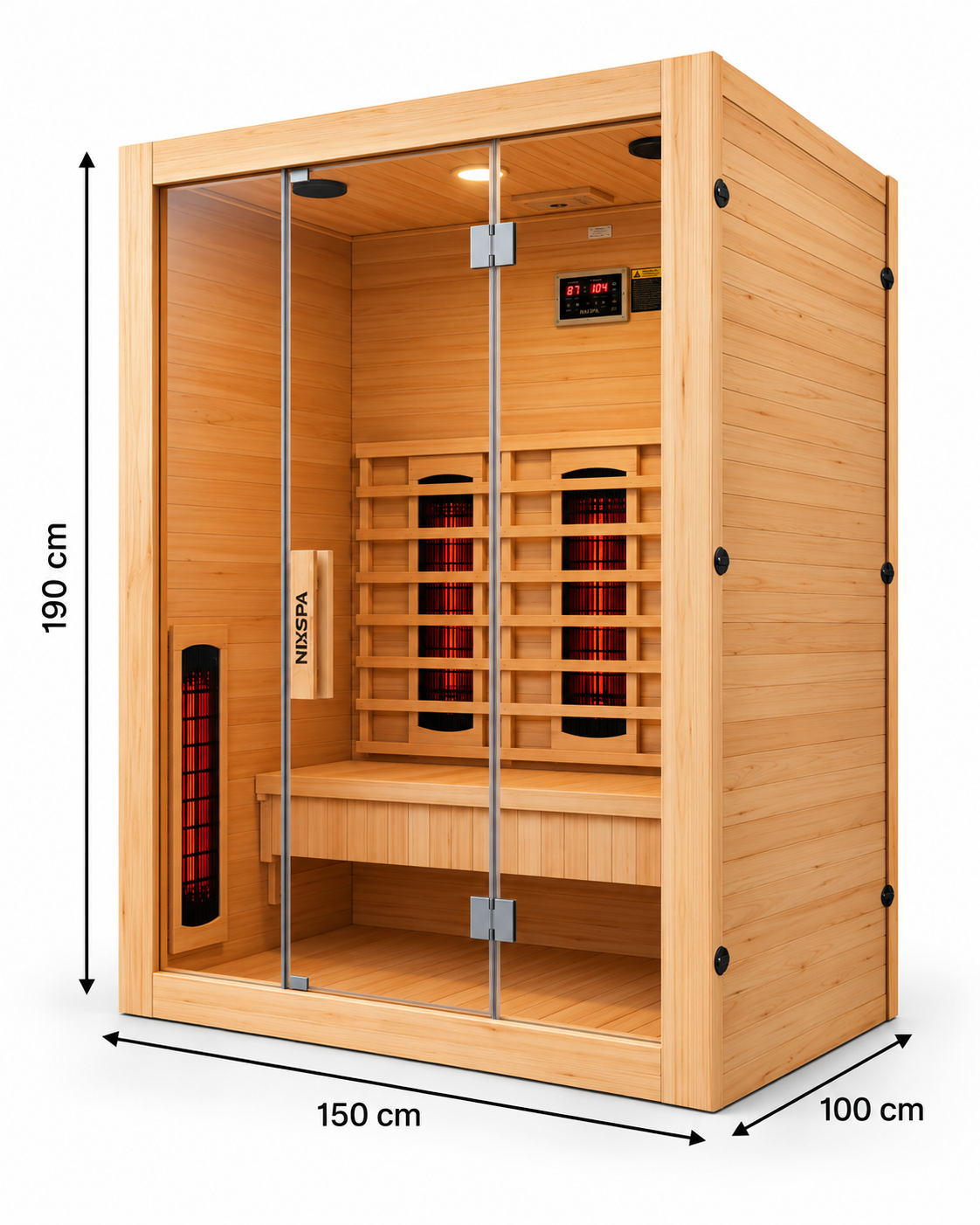Sauna de infrarrojos para casa 3 personas - medidas