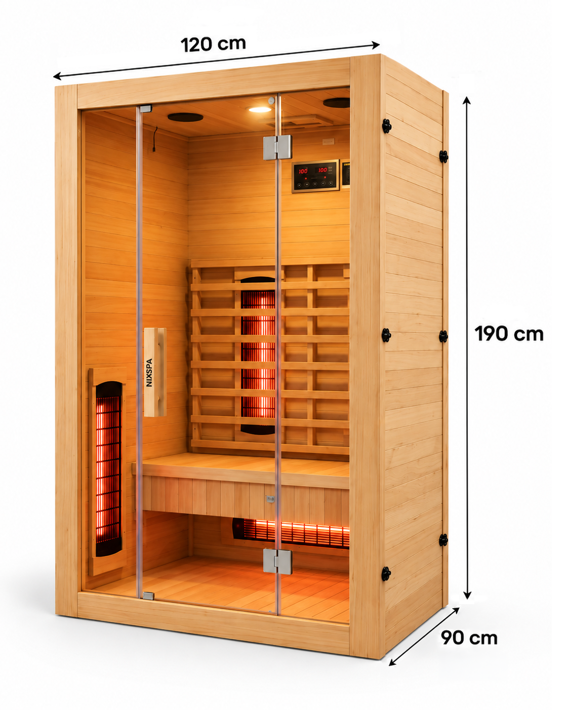 Sauna de infrarrojos para casa 2 personas - medidas