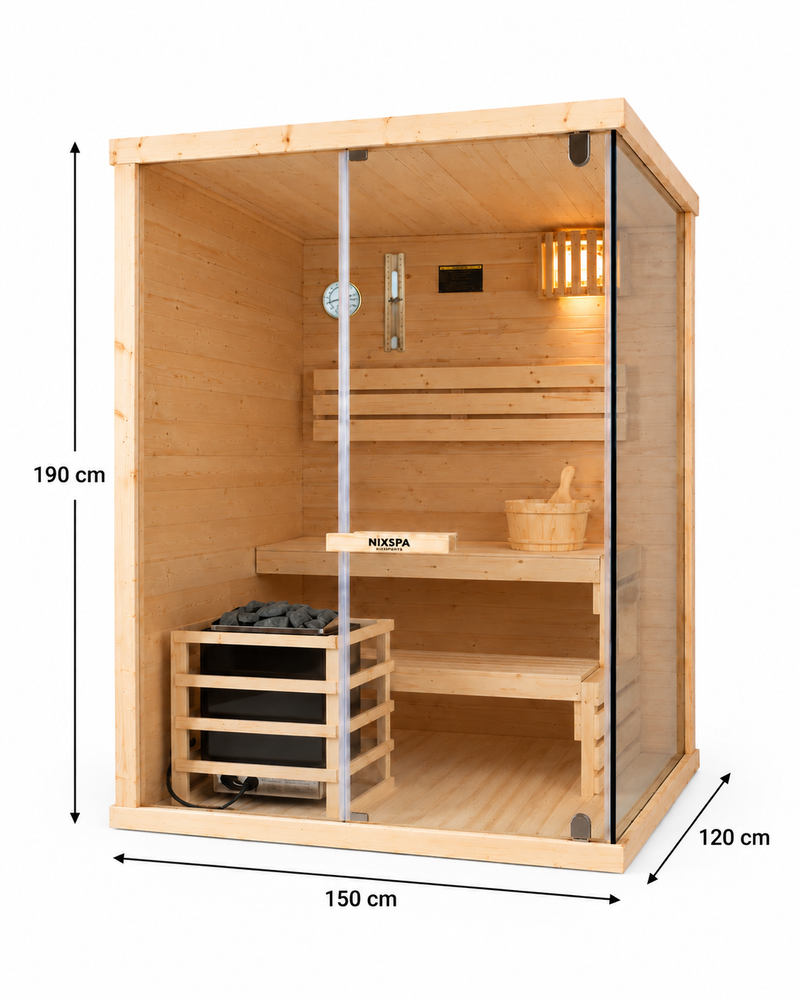 Sauna Finlandesa para Casa 2-3 Personas - medidas