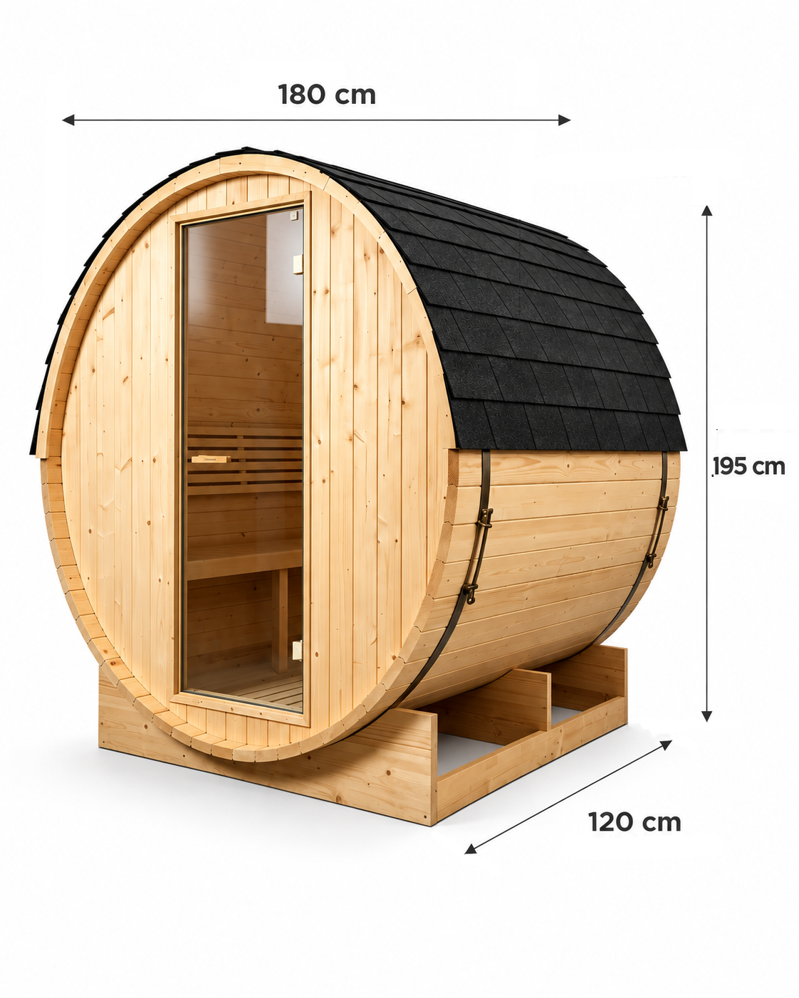 Sauna Barril Exterior Jardín 3-4 Personas - medidas