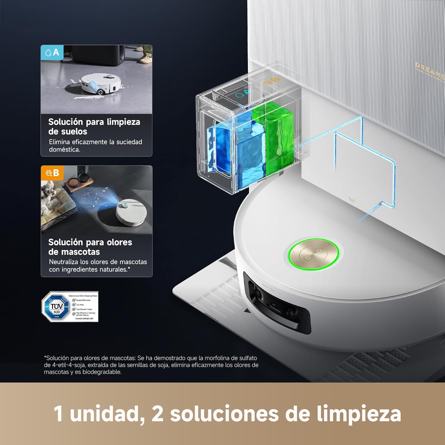 Dreame – Aqua10 Ultra Roller Complete Robot aspirador y fregasuelos blanco con base automática para hogar - BricoandPool