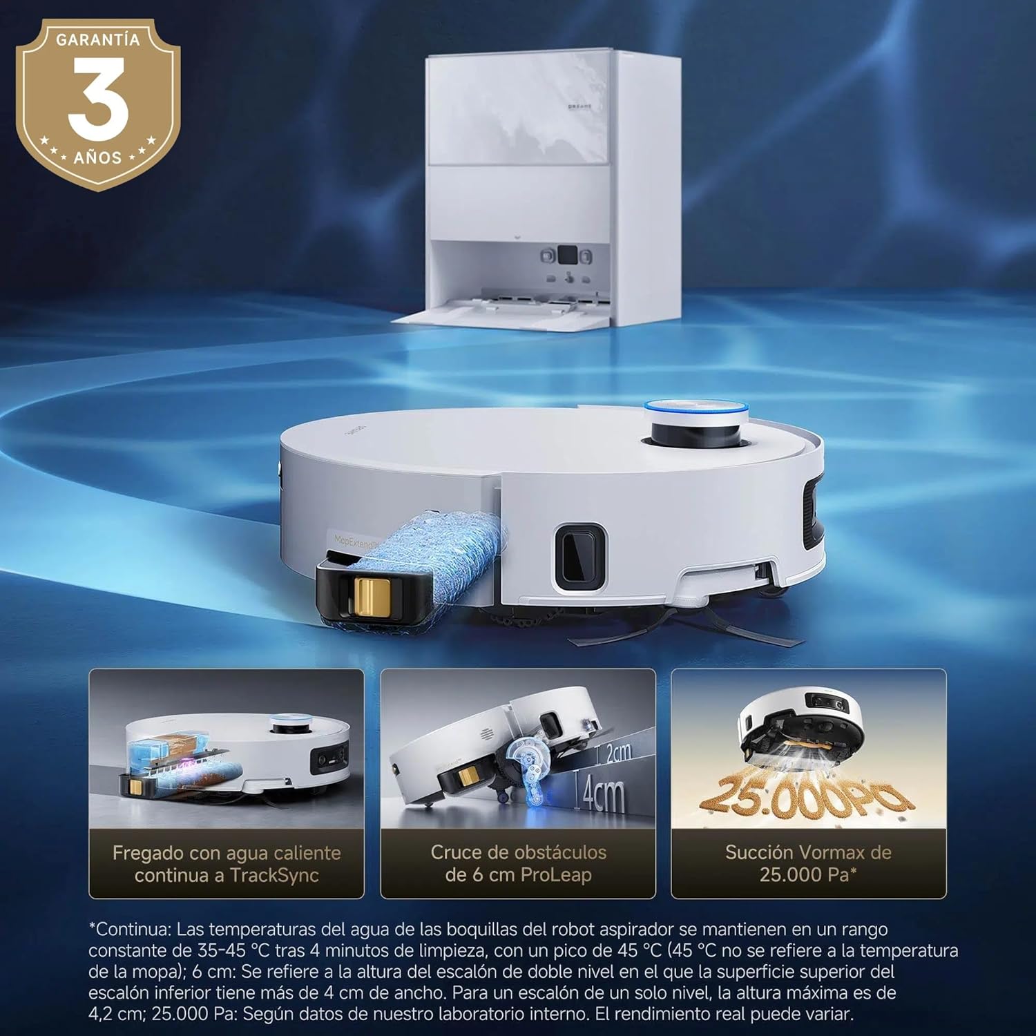 Dreame – Aqua10 Ultra Track Robot aspirador y fregasuelos blanco con base automática para hogar - BricoandPool