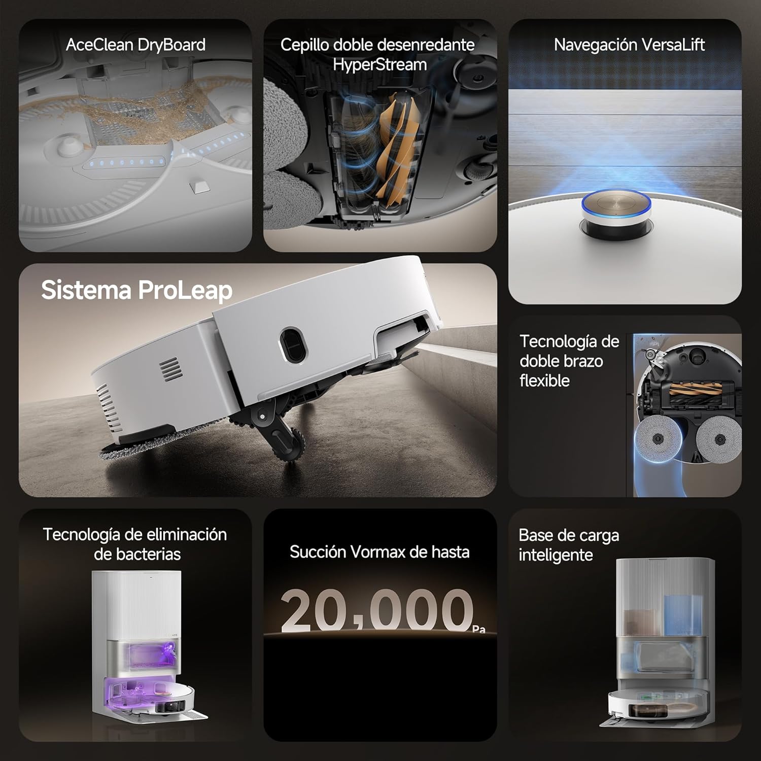 Dreame – X50 Ultra Complete Robot aspirador y fregasuelos blanco con base automática para hogar - BricoandPool
