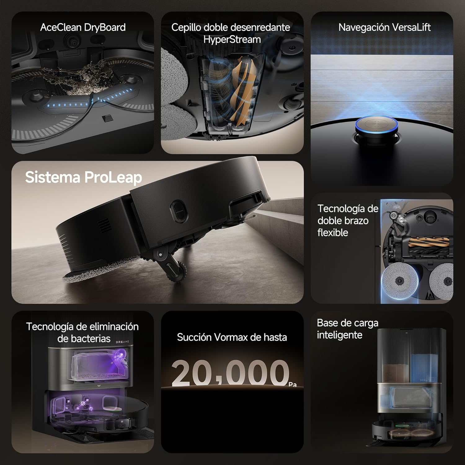 Dreame – X50 Ultra Complete Robot aspirador y fregasuelos negro con base automática para hogar - BricoandPool